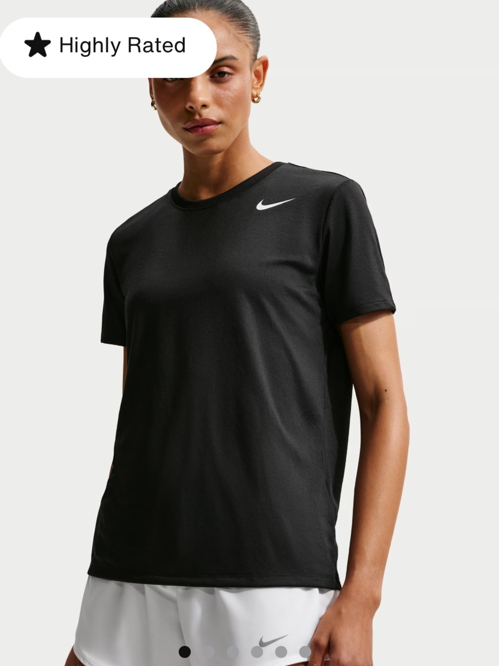 Nike Black Short Sleeve Performance Tee with White Swoosh